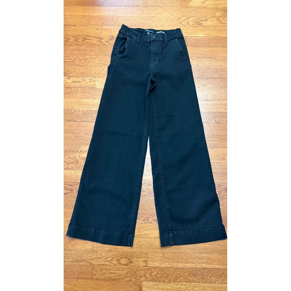 BCBGeneration High Rise Trouser Jeans Black Wide Leg Minimalist Size 5/27